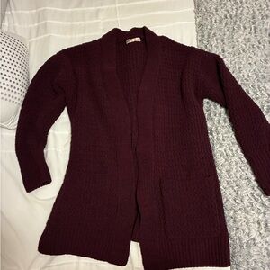 SO Cozy Open-Front Burgundy Chenille Cardigan Sweater - Juniors